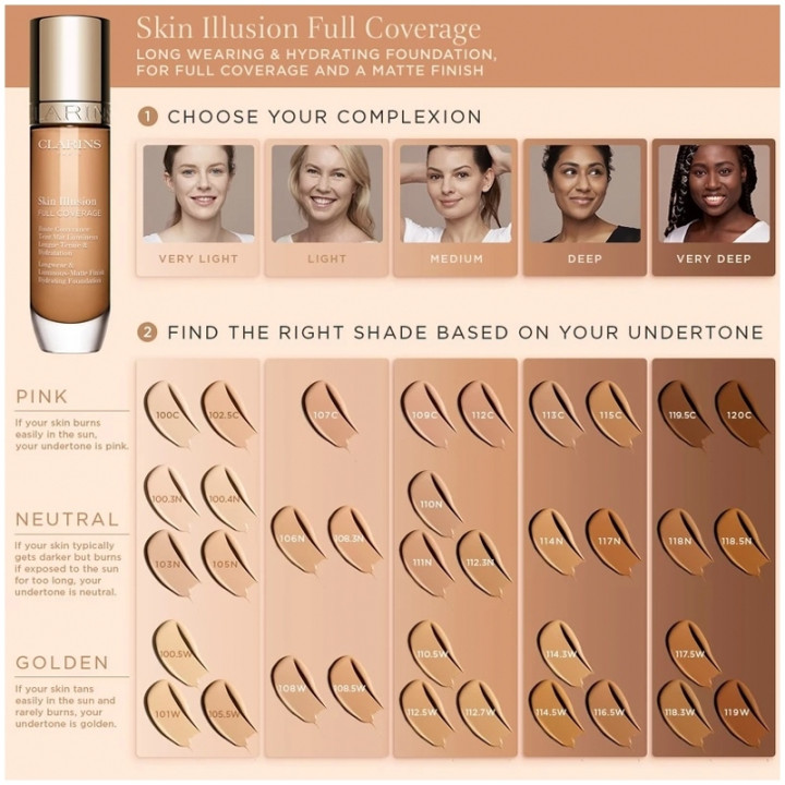Clarins Skin Illusion Full Coverage Foundation 108.5W 30 ml